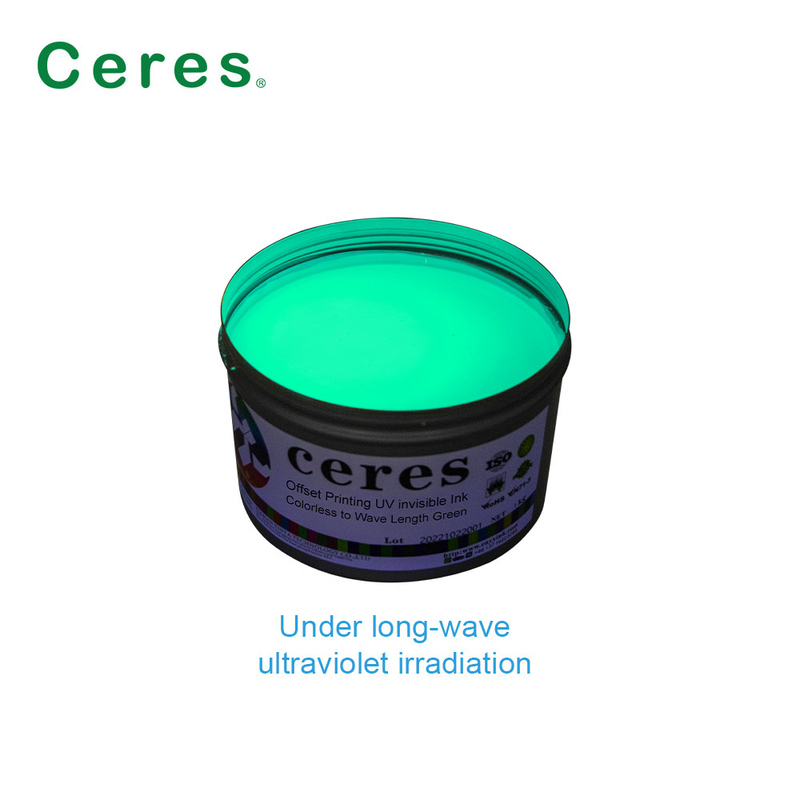 800nm Ceres UV حبر غير مرئي عديم اللون إلى أخضر عادي جاف