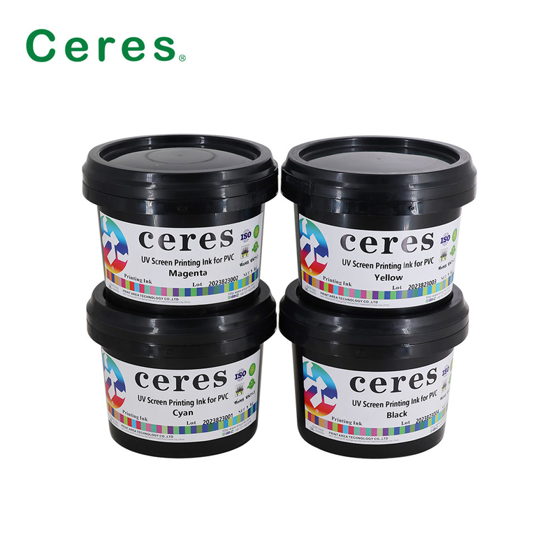 حبر طباعة الشاشة CMYK UV للزجاج البلاستيكي PP PE PET LDPE HDPE