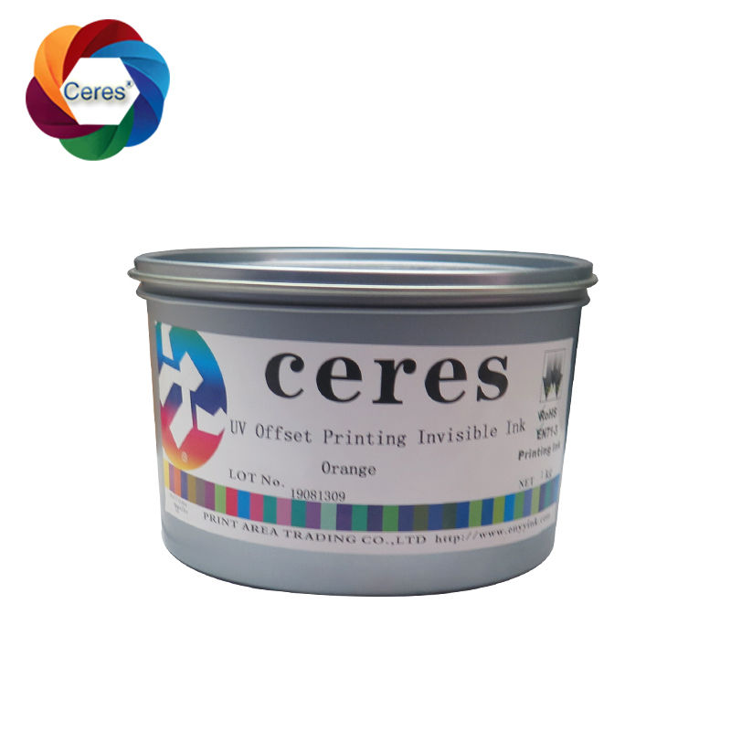 حبر أمان غير مرئي بالأشعة فوق البنفسجية للطباعة على الشاشة عديم اللون إلى برتقالي