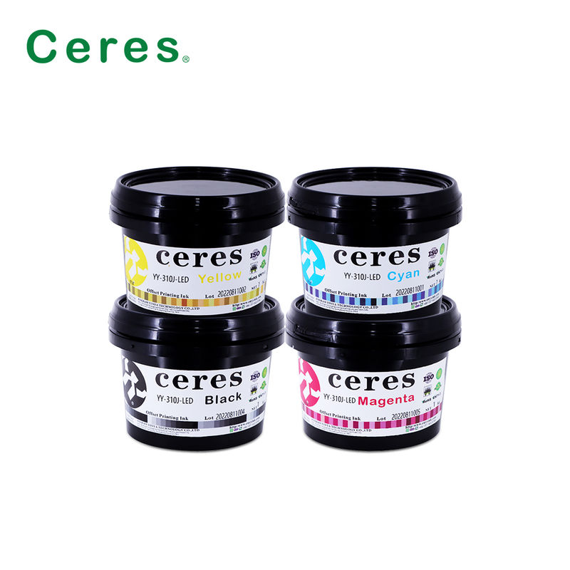 حبر Ceres YY-310 UV LED Offset مع سمك 100 ~ 150um وألوان CMYK Pantone للطباعة عالية الجودة