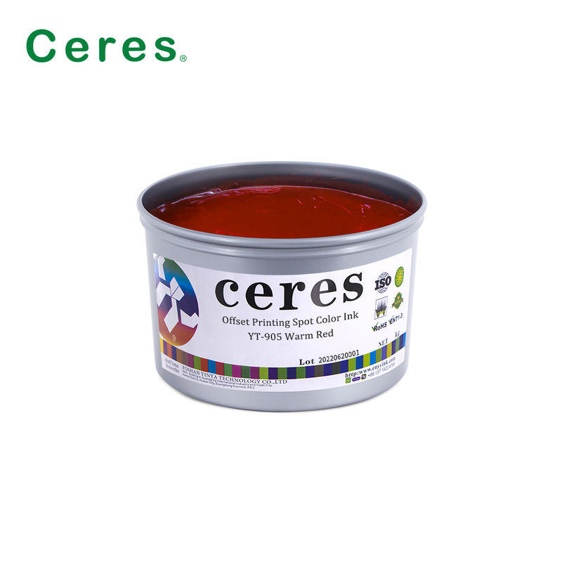 الطلاء الجاف السريع YT-905 الحمراء الدافئة Pantone Spot Color Offset Printing Ink with High Opacity