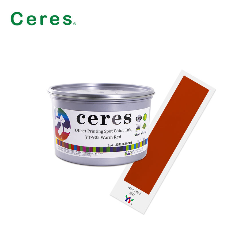 الطلاء الجاف السريع YT-905 الحمراء الدافئة Pantone Spot Color Offset Printing Ink with High Opacity