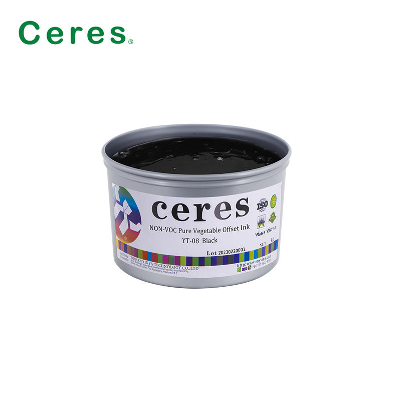 حبر طباعة أوفست CMYK نباتي نقي Ceres YT-08 - حبر صديق للبيئة عالي اللمعان للورق والتعبئة والتغليف الكربوني