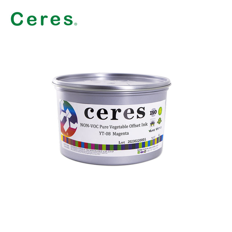 حبر طباعة أوفست CMYK نباتي نقي Ceres YT-08 - حبر صديق للبيئة عالي اللمعان للورق والتعبئة والتغليف الكربوني