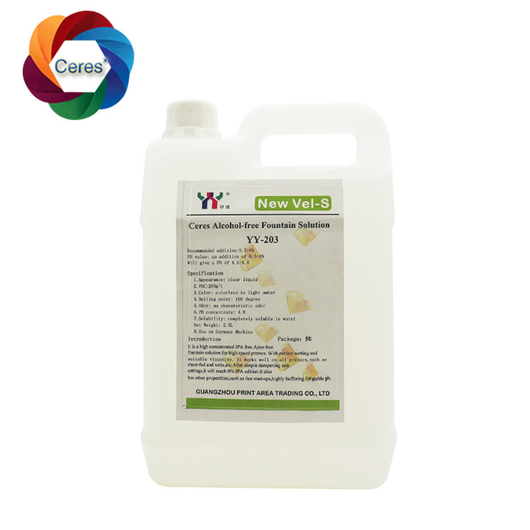 4.5ph 5.5ph حلول مصدر خالية من الكحول الطباعة الكيميائية Offset UV الطابعة اللون